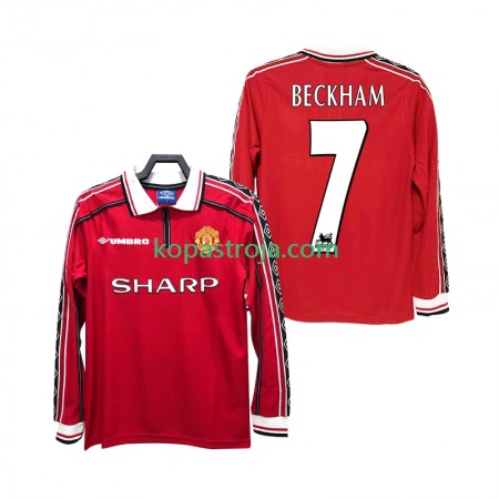 Billiga Fotbollströjor Manchester United BECKHAM 7 1999 Retro Hemma tröja 1998 Långärmad